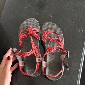 Chaco Red and Gray Athletic Sandals